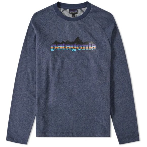 Patagonia Sweatshirt Fitz Roy Lightweight Organic Cotton Crew Blue Mens Medium